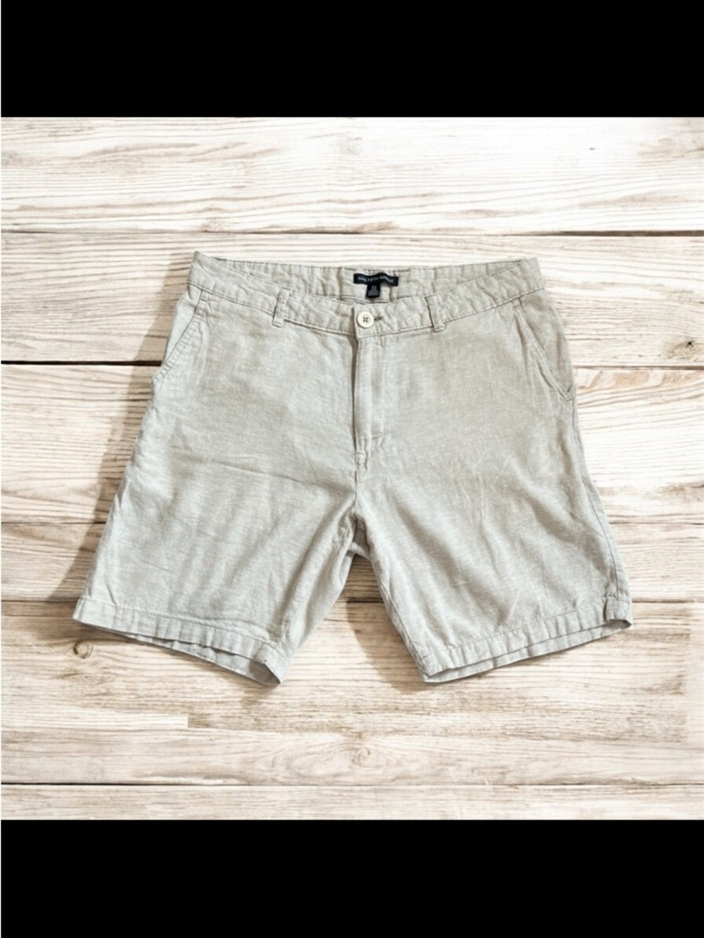 Saks Fifth Avenue Men’s Linen Blend Chino Shorts - Khaki Beige - Size 34